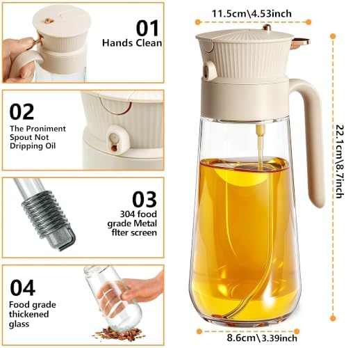 19.6 oz 2 in 1 Glass Olive Oil Sprayer