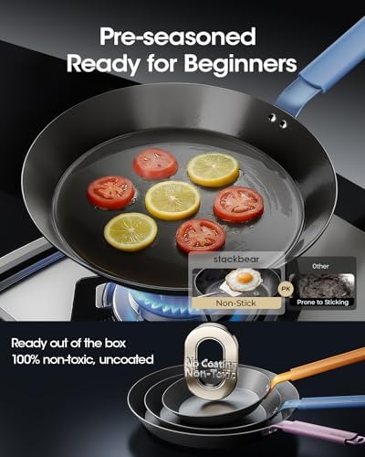 10 Inch Carbon Steel Frying Pan, Nitrided Preseasoned Skillet
