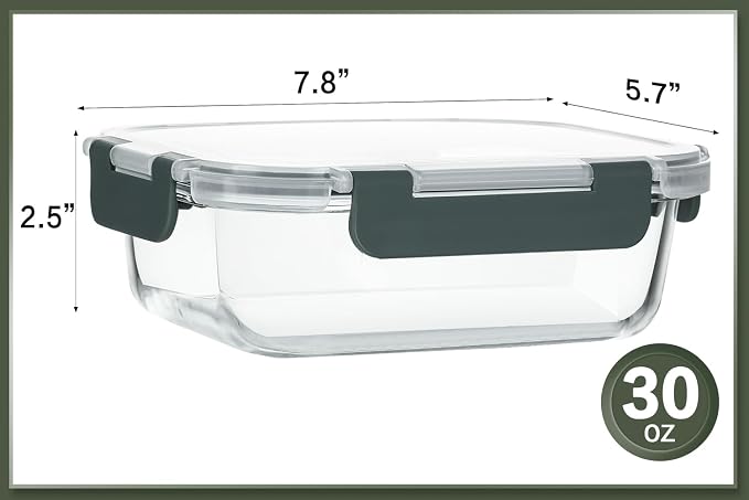 KOMUEE 10 Packs 30 oz Glass Meal Prep Containers, Glass Food Storage Containers - Image 2