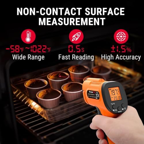 TempPro TempScan Infrared Thermometer Gun with Meat Probe