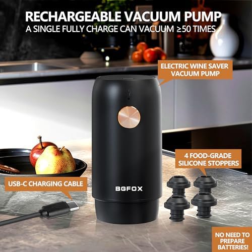 Electric Wine Saver Pump, Automatic Rechargeable Wine Preserver