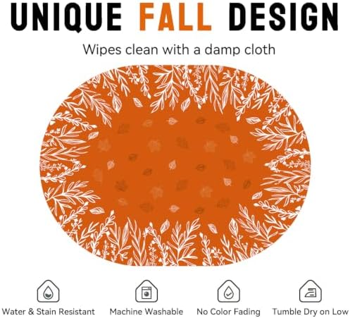 Orange Fall Tablecloth Oval 52x70 Inch, Stain Resistant Washable