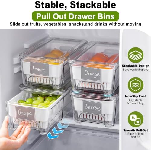 4-Pack Fruit Storage Containers with Pull-Out Colanders
