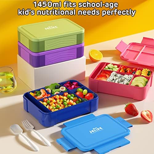 Jelife Bento Lunch Box for Kids - 1450ml Leakproof Kids Bento Box