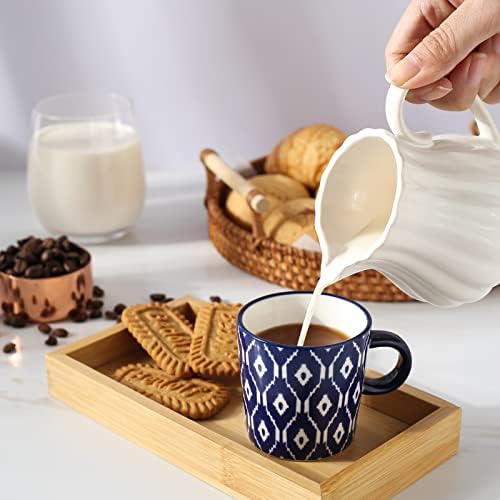 Selamica Ceramic 3.5 Oz Espresso Cups, Set of 4, Vintage Blue