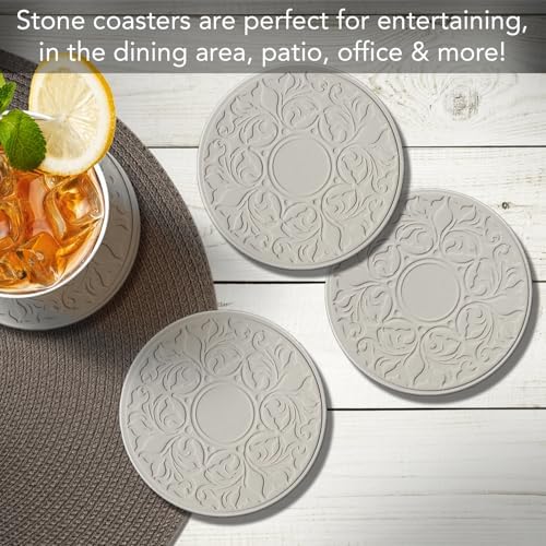 Thirstystone Victorian Lace 4 Pack Embossed Stone Coaster Set