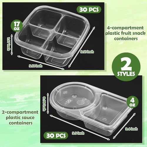 Blushtier 60 Pcs Snack Containers Bento Boxes, 4 and 2 Compartments