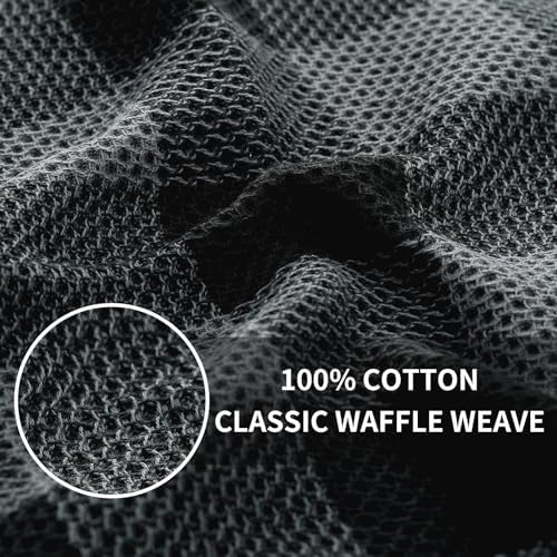 Homaxy 100% Cotton Kitchen Towels and Dishcloths Set of 8, Black &
