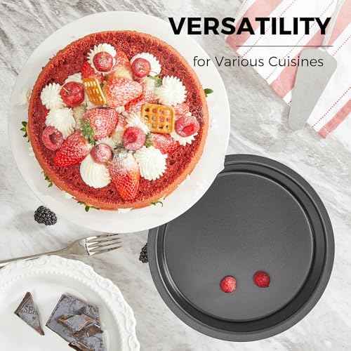 HONGBAKE Round Cake Pan Set for Baking, 8 Inch, Nonstick Deeper Circle