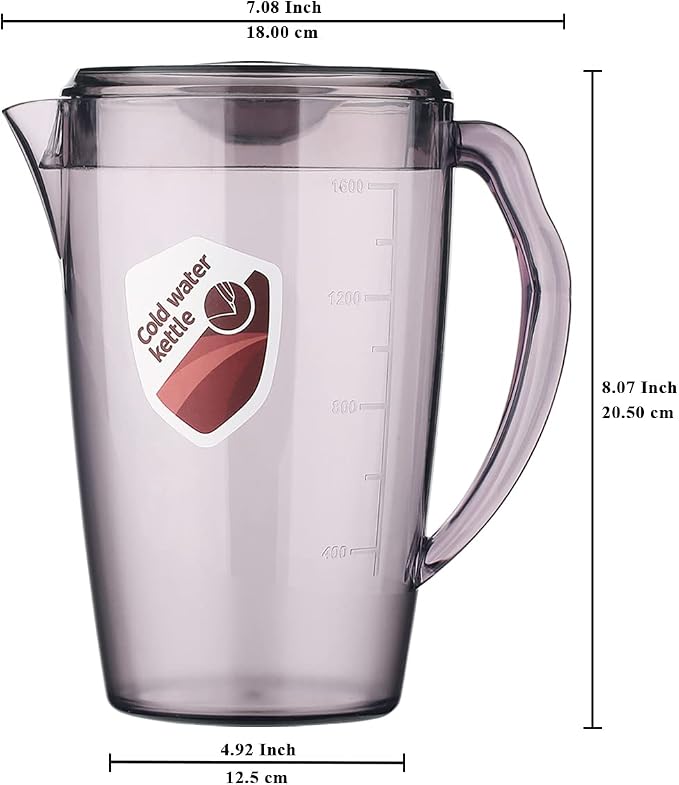 HOMQUEN Plastic Pitcher, 60 Oz/1.8L Water Carafe - Image 2