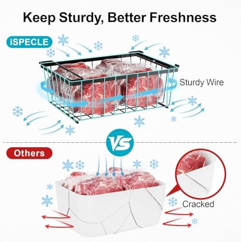 iSPECLE Freezer Organizer Bins, 5 Cu.Ft, 4 Pack