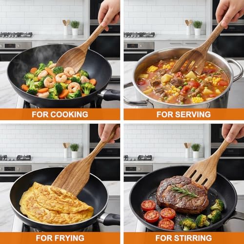 Acacia Wood Kitchen Utensil Set, Wooden Spoon and Spatula