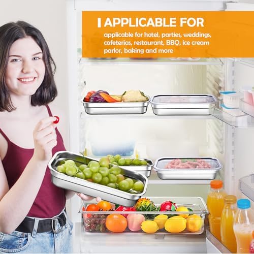 8 Pcs Stainless Steel Food Containers with Lids, 2.5 Inch Deep