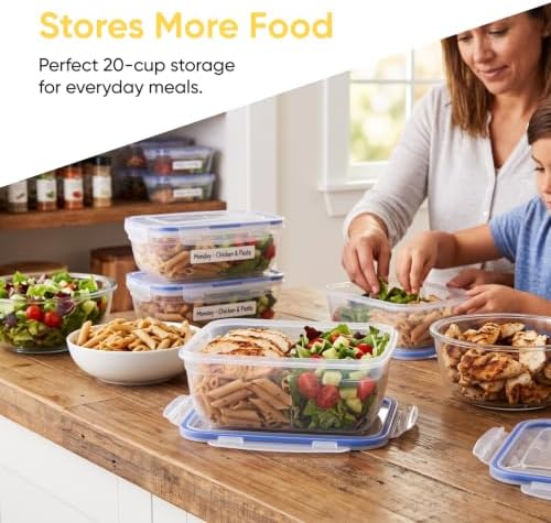 Large Plastic Food Storage Container with airtight Lid for Pantry