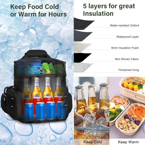 TENKIST Tactical Insulated Lunch Box Men Double Deck Heavy Duty Cooler