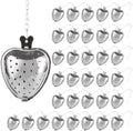 50 Pack Tea Strainer, Stainless Steel Tea Infuser, Heart Tea Ball for
