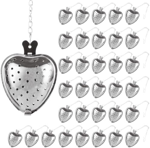 50 Pack Tea Strainer, Stainless Steel Tea Infuser, Heart Tea Ball for