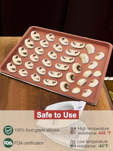 Aulock 4PCS Silicone Food Dehydrator Sheets with Edge, Non-stick Tray