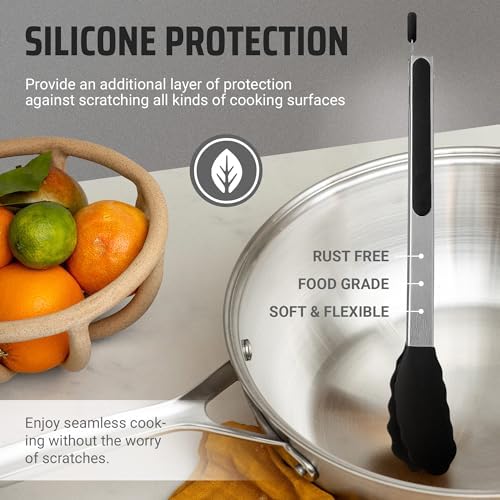 Kaluns Kitchen Tongs Set of 4 with Silicone Tips