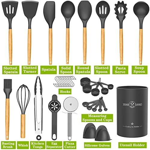 Umite Chef 36pcs Silicone Kitchen Cooking Utensils with Holder, Heat