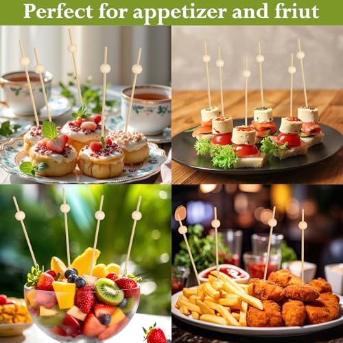 1000 Pieces Cocktail Picks, 4.7 Inch Wooden Fancy Toothpicks for