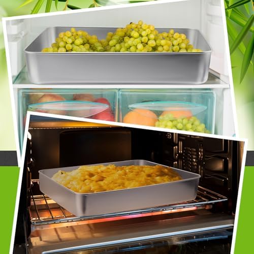 Funnymoom 2 Sets Stainless Steel Cake Pan with Lid,9 x 11 Inches
