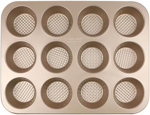 David Burke 12-Cup Muffin Pan, Carbon Steel, PFTE & PFOA Free, Oven