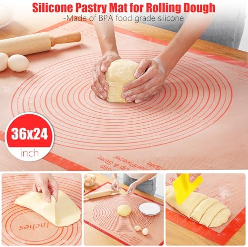 36 x 24 Inch Silicone Pastry Mat with Measurements