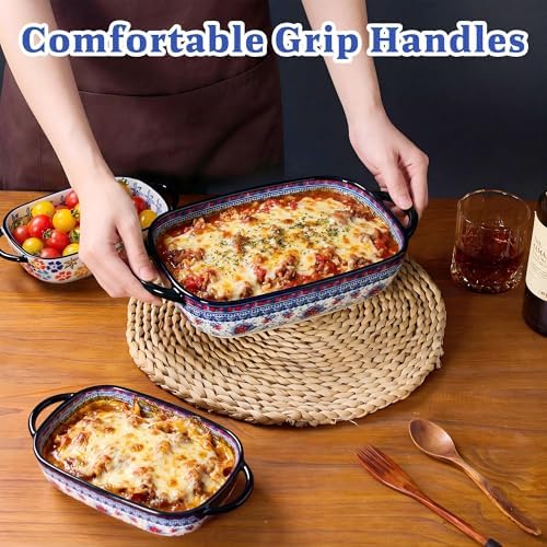 Ceramic Casserole Baking Dish Set of 2, 0.8QT / 2QT