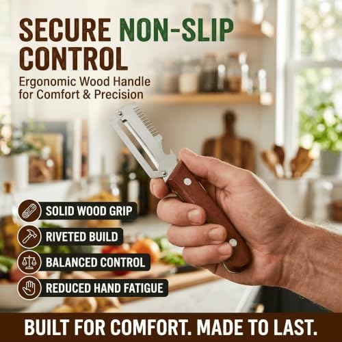 2.5mm Stainless Steel peeler with Wooden Handle - Shredding Knife or