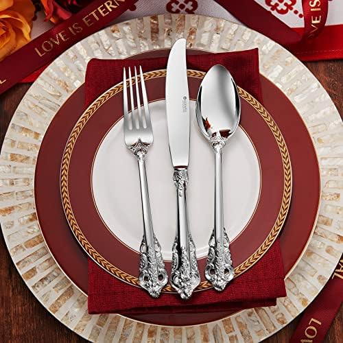 KEAWELL Luxury 45-Piece 18/10 Stainless Steel Flatware Set (Silver)