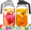 2 Pack Glass Pitchers with Lid, 64 oz Sun Tea Pitcher, Half Gallon