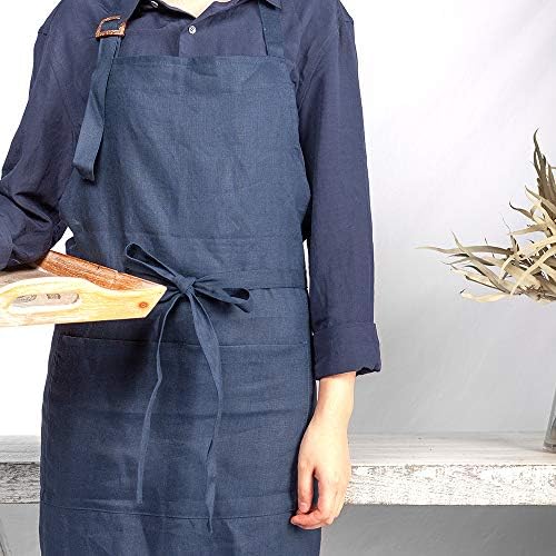 ATLINIA 100% Linen Apron for Women Men Apron for Kitchen Cooking