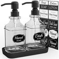 LMQML 2 Pack Glass Soap Dispensers with Tray