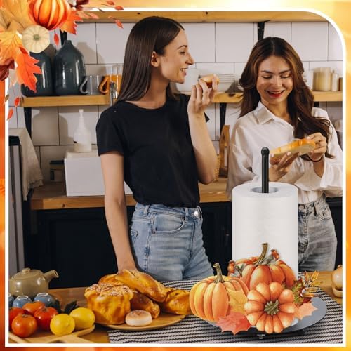 MorningRo Pumpkin Paper Towel Holder, Black Metal