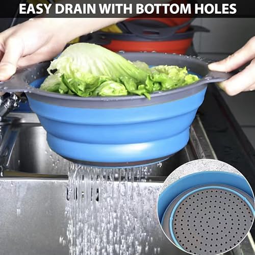 Collapsible Colander Set of 3 - Space Saving Colander for Kitchen
