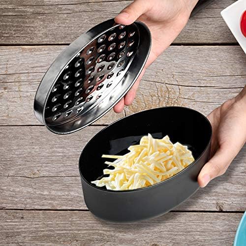 Black Compact Round Cheese Grater with Food Storage Container & Lid