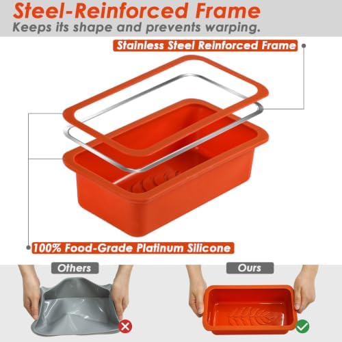 Webake 2 Pack Fall Loaf Pan with Steel-Reinforced Frame, 8.5 x 4 Inch