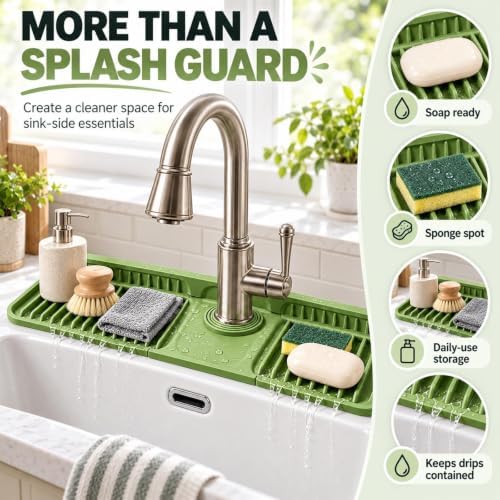 Button Silicone Faucet Drain Mat for Kitchen Sink Two Hole Splash
