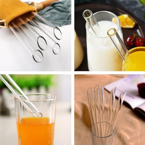 12 mm x 8 inch Reusable Glass Straws, Extra Wide Clear Smoothie Straws