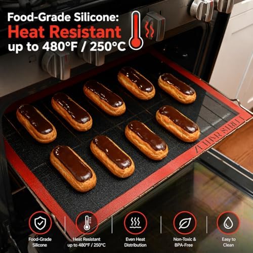 Perforated Silicone Baking Mats - Eclair Mat, Half Sheet 11x16in, Pack