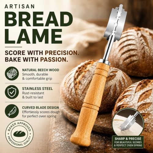 Danish Dough Whisk, Bread Lame, Set 13 Inch Sourdough Scoring Tool