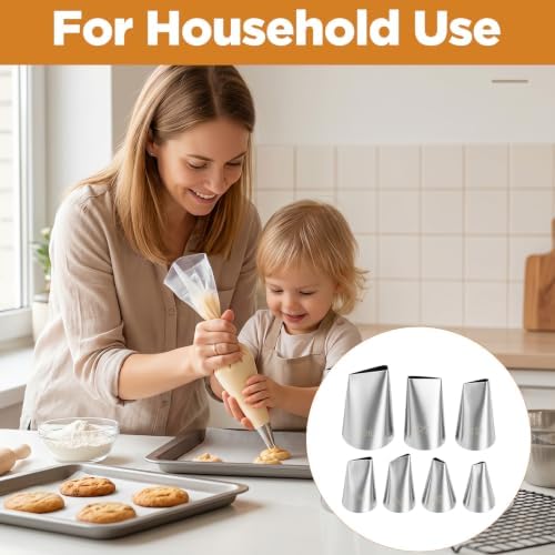 7 Pcs Cake Piping Tips,Flower Piping Tips Set with Coupler Petal &