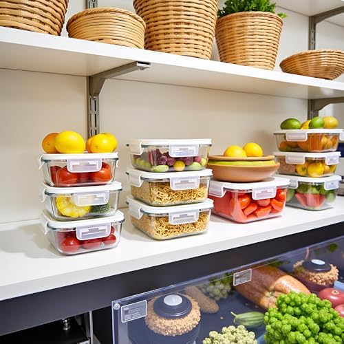 2 Cup Square Glass Food Storage Containers with Airtight Lids