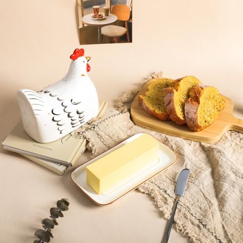 Colias Wing Retro Hen Ceramic Butter Dish with Lid Butter Keeper