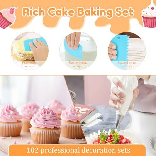 Springform Cake Pan Sets with Cake Decorating Kit, Round Non-Stick