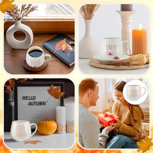 Layhit 6 Pcs Fall Coffee Mugs Set - 12 oz Ceramic Autumn Mugs Bulk