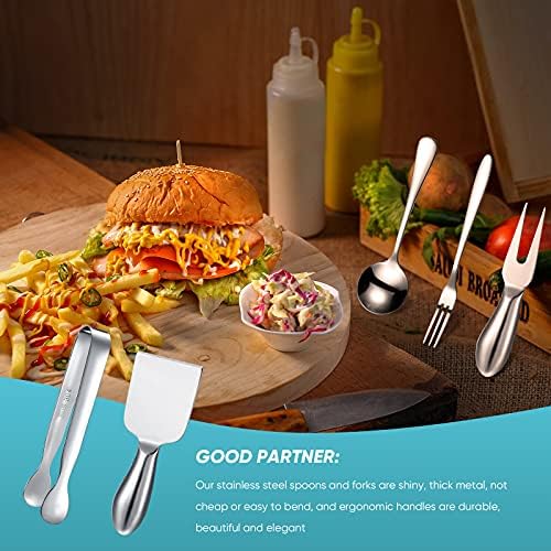 Patelai Charcuterie Board Accessories Cheese Knife Set, Silver, 20 Pieces