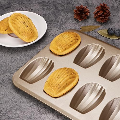 HONGBAKE Nonstick Madeleine Pan 2 Pack 12-Cavity Heavy Duty Madeleine