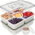 Caperci 2PC Divided Serving Tray with Lid, 5-Compartment Veggie Fruit
